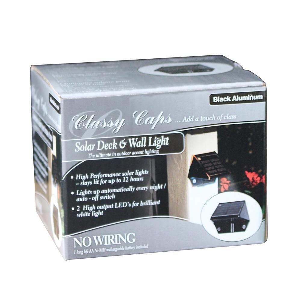 Solar 2-LED Outdoor Black Integrated LED Deck and Wall Light (2-Pack) - Super Arbor