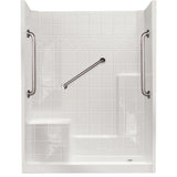 60 in. x 33 in. x 77 in. Standard Plus 24 Low Threshold 3-Piece Shower Kit in White with Right Seat and Left Drain - Super Arbor