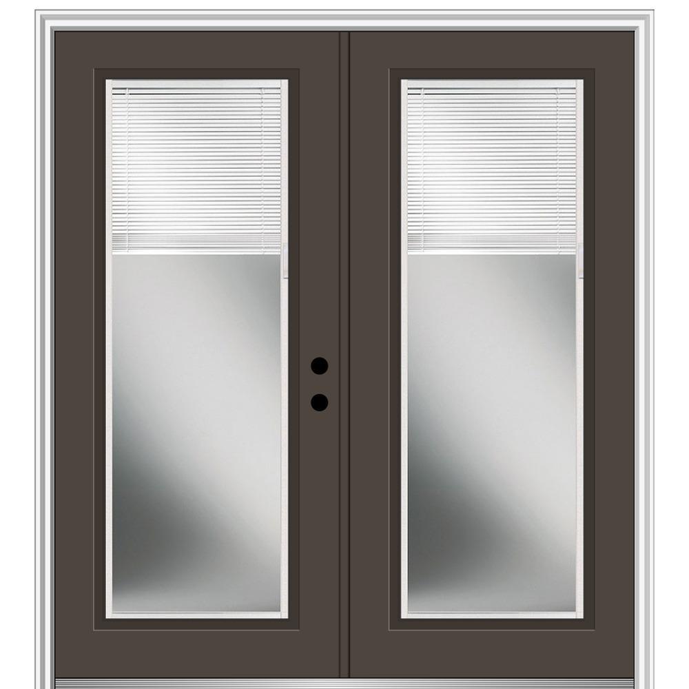 60 in. x 80 in. Internal Blinds Left-Hand Inswing Full Lite Clear Glass Painted Steel Prehung Front Door - Super Arbor