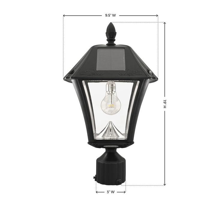 Baytown II Bulb 1-Light Black LED Outdoor Solar Post/Wall Light with GS Light Bulb Warm-White