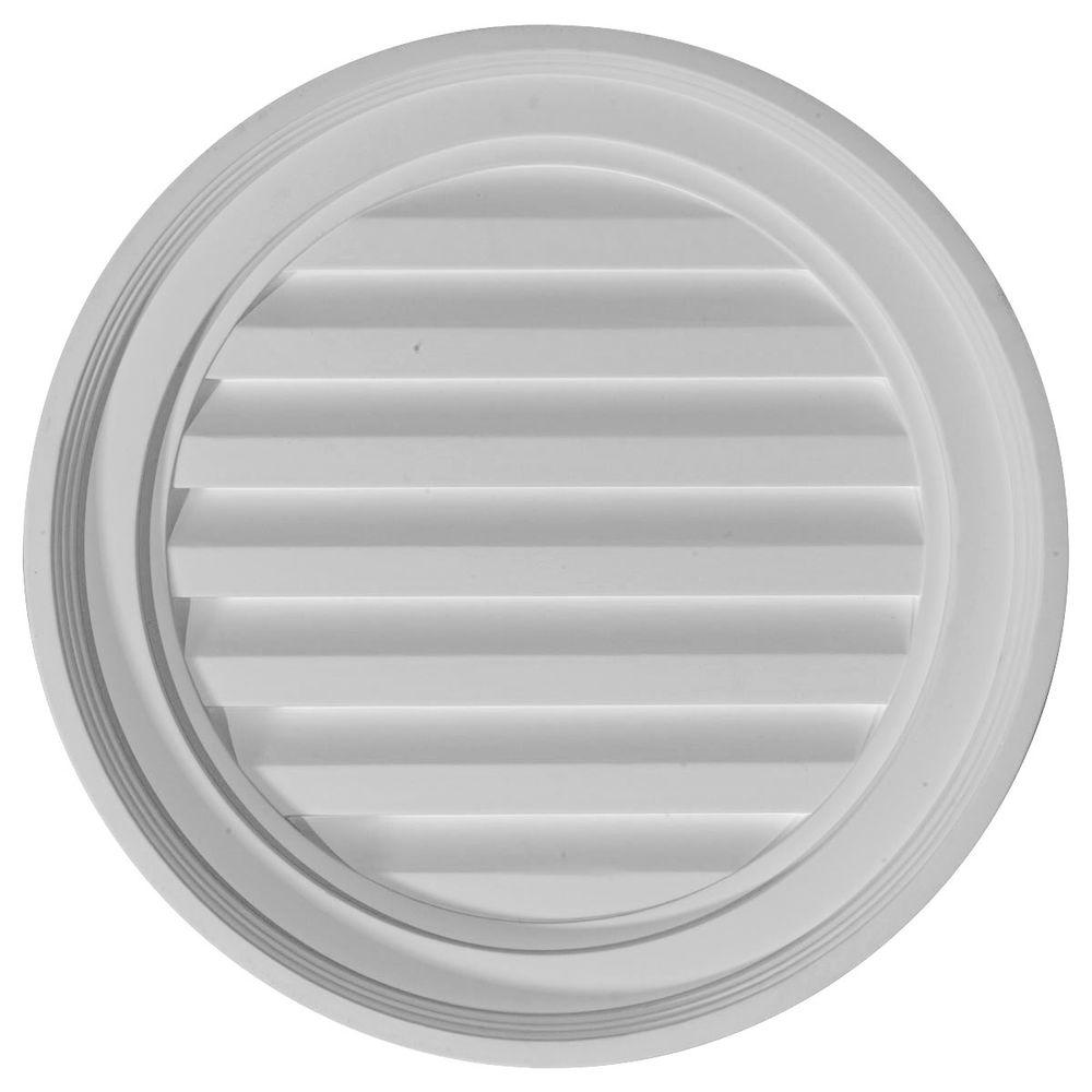 18 in. x 18 in. Round Primed Polyurethane Paintable Gable Louver Vent