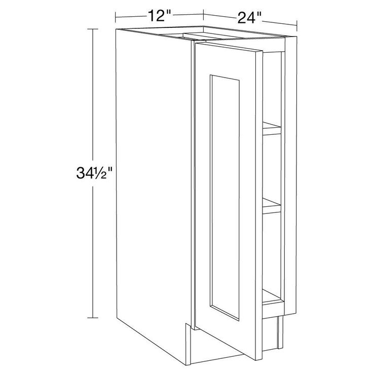 Home Decorators Collection Newport 12 in. W x 24 in. D x 34.5 in. H Assembled Plywood Full Height Door Base Kitchen Cabinet in Deep Onyx LH