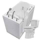 52.8 in. Walk-In Whirlpool Bathtub in White with 1.28 GPF Single Flush Toilet - Super Arbor