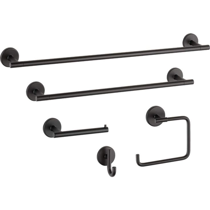 Delta  Trinsic 24-in Double Flat Black Wall Mount Double Towel Bar