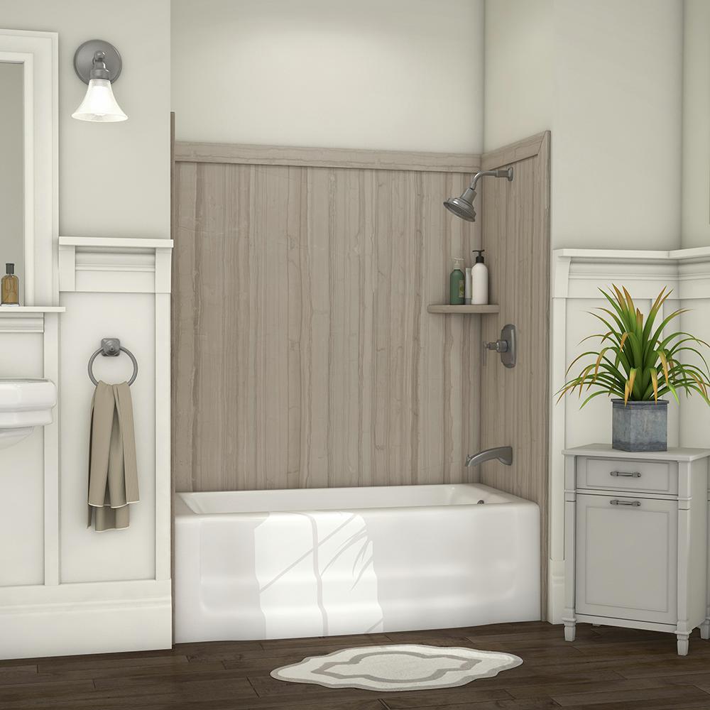 Elite 32 in. x 60 in. x 60 in. 9-Piece Easy Up Adhesive Tub Surround in Calypso - Super Arbor