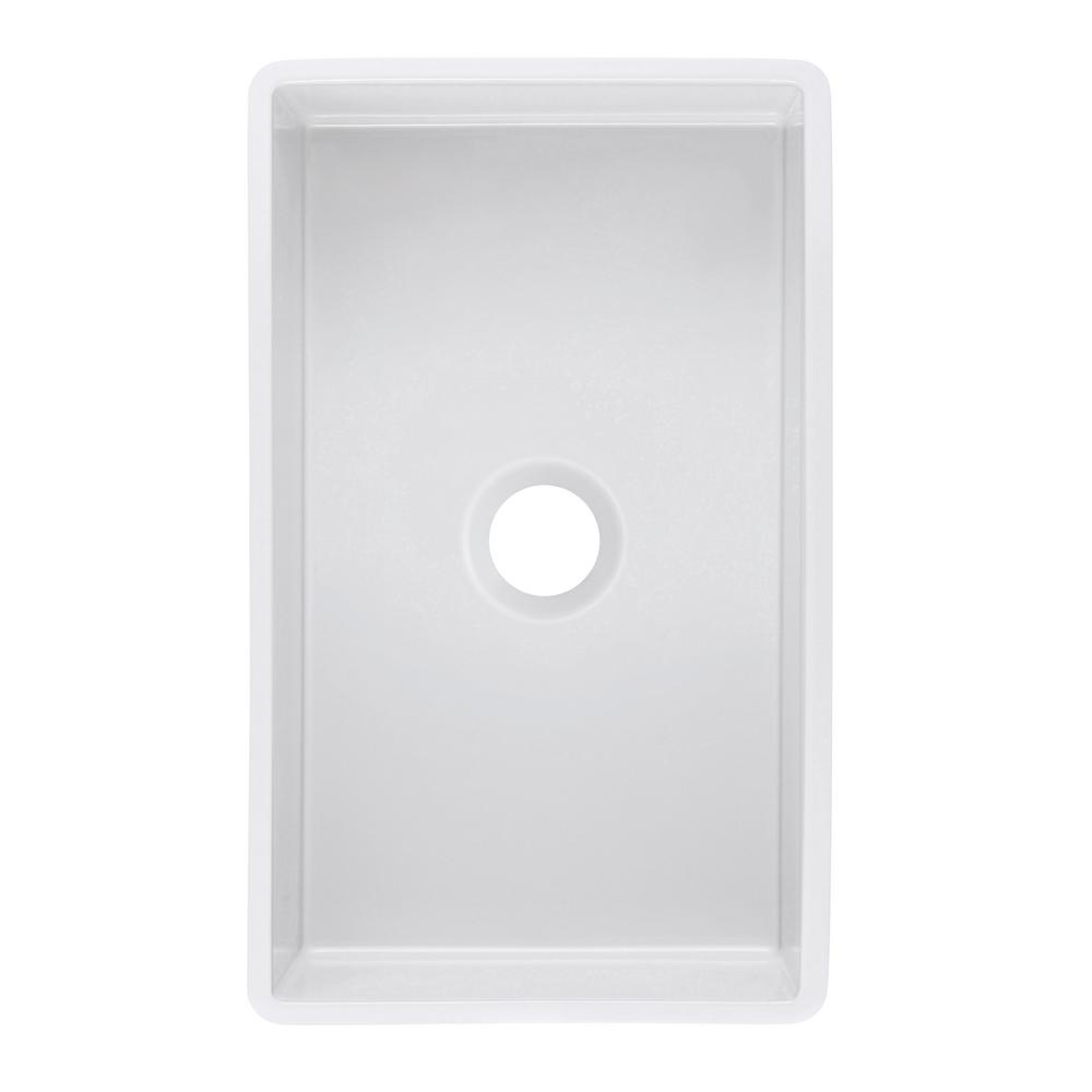 Sutton Place Farmhouse Fireclay 33 in. Single Bowl Kitchen Sink with Grid with Grid and Strainer