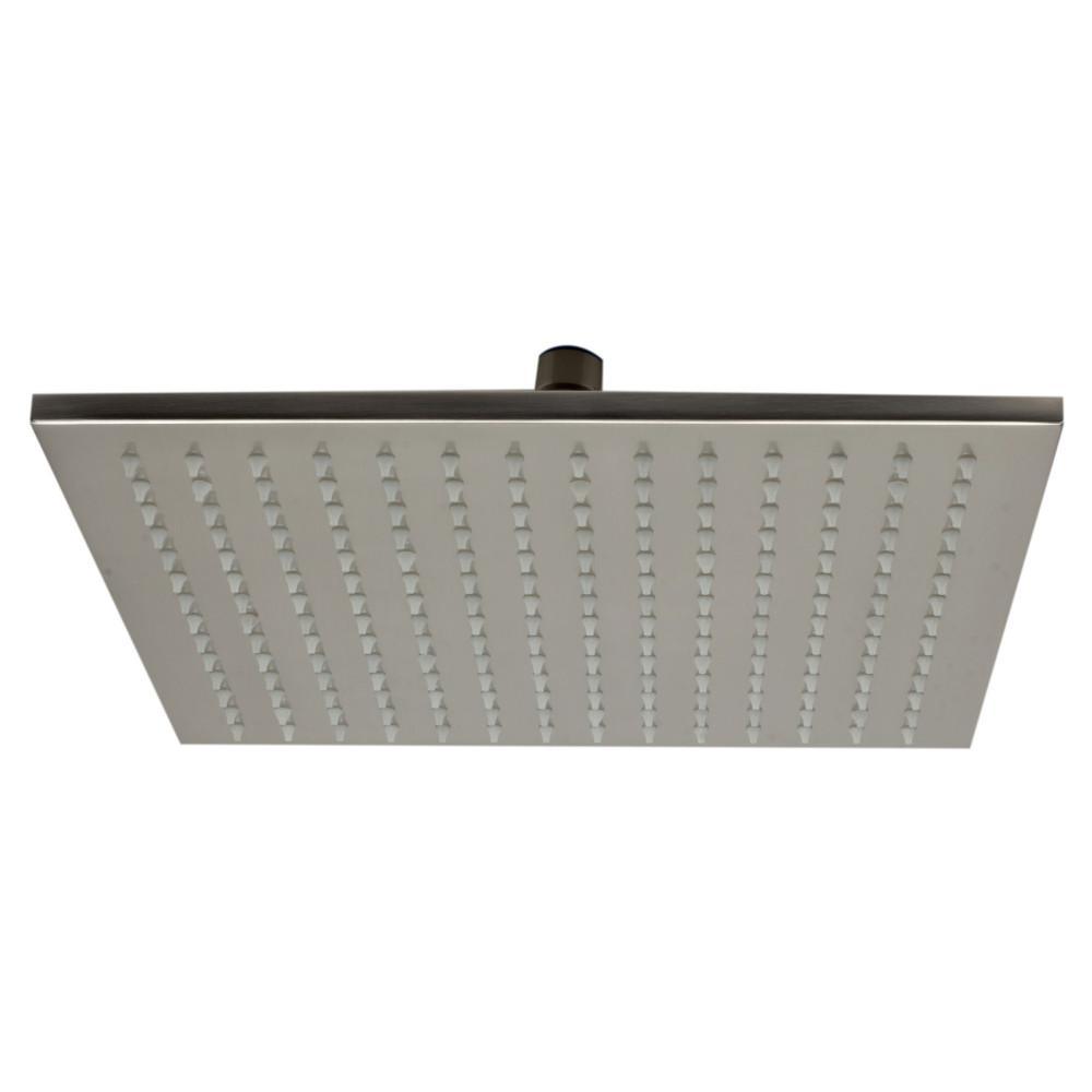 1-Spray 12 in. Single Ceiling Mount Fixed Rain Shower Head in Brushed Nickel - Super Arbor