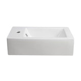 Elanti Wall-Mounted Right-Facing Rectangle Bathroom Sink in White