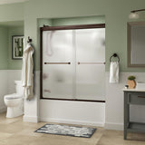 Everly 60 in. x 58-1/8 in. Traditional Semi-Frameless Sliding Bathtub Door in Chrome and 1/4 in. (6mm) Rain Glass - Super Arbor