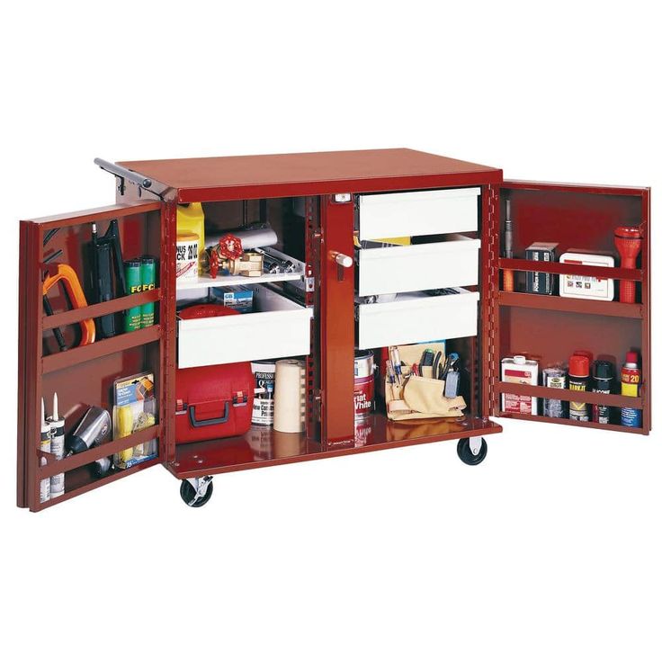 Crescent Jobox 43 in. W x 27 in. D 2-Drawer Heavy Duty Steel Rolling Workbench Cabinet