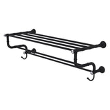 Allied Brass Carolina Crystal Collection 36-in Towel Shelf with Double Towel Bar in Matte Black