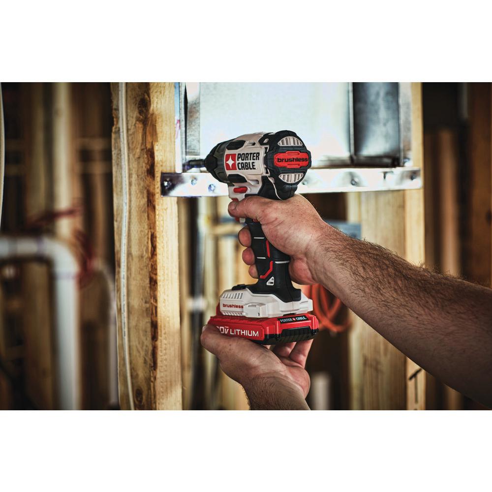 20-Volt MAX Lithium-Ion Brushless Cordless 1/4 in. Impact Driver with 2 Batteries 1.5 Ah and Charger - Super Arbor