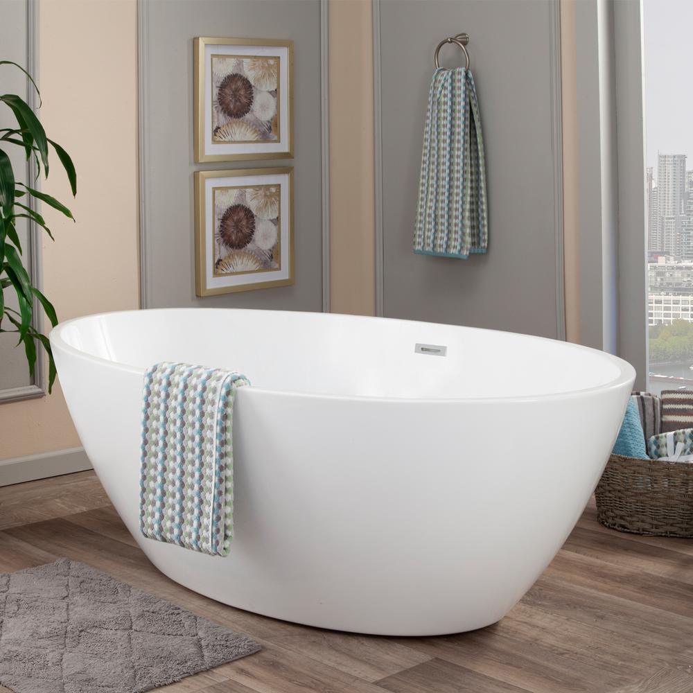 Jolie 55 in. Acrylic Flatbottom Non-Whirlpool Soaking Bathtub in White - Super Arbor