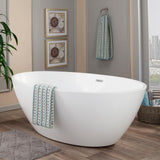 Jolie 55 in. Acrylic Flatbottom Non-Whirlpool Soaking Bathtub in White - Super Arbor