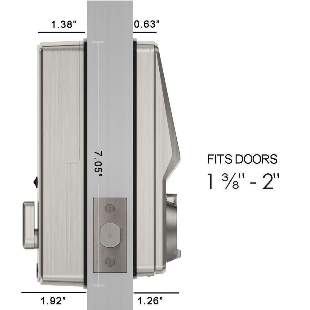 Secure Plus Satin Nickel Single-Cylinder Alarmed Deadbolt Lock with Smart Keypad, Bluetooth and 3D Fingerprint - Super Arbor