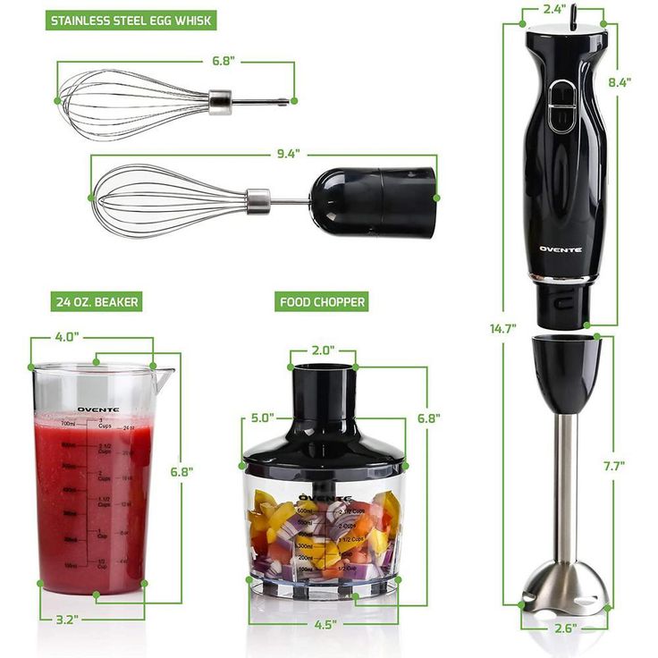 Multi-Purpose Hand Immersion Blender (Set-Black), Whisk+Beaker+Chopper, 2-Speed Setting