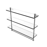 Foxtrot 22 in. L  x 18 in. H  x 5 in. W 3-Tier Clear Glass Bathroom Shelf with Towel Bar in Satin Nickel - Super Arbor