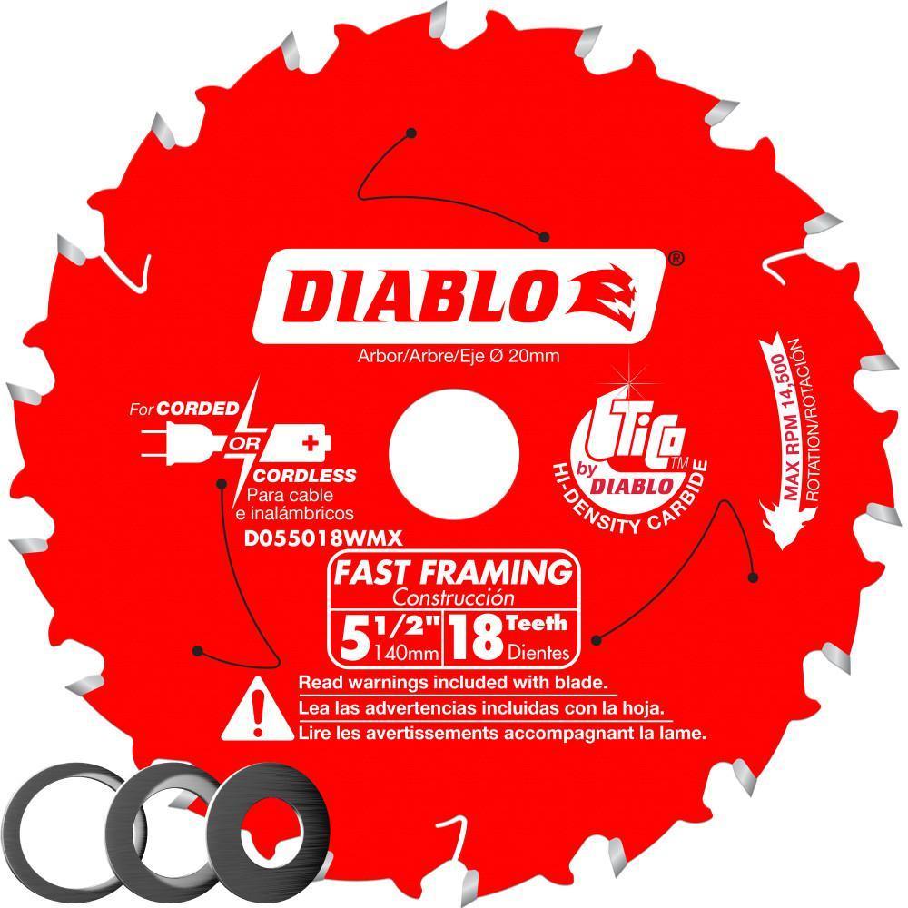 5-1/2 in. x 18-Tooth Fast Framing Saw Blade with Bushings - Super Arbor