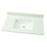 49 in. W Engineered Stone Single Vanity Top in Sparkling White with White Sink - Super Arbor