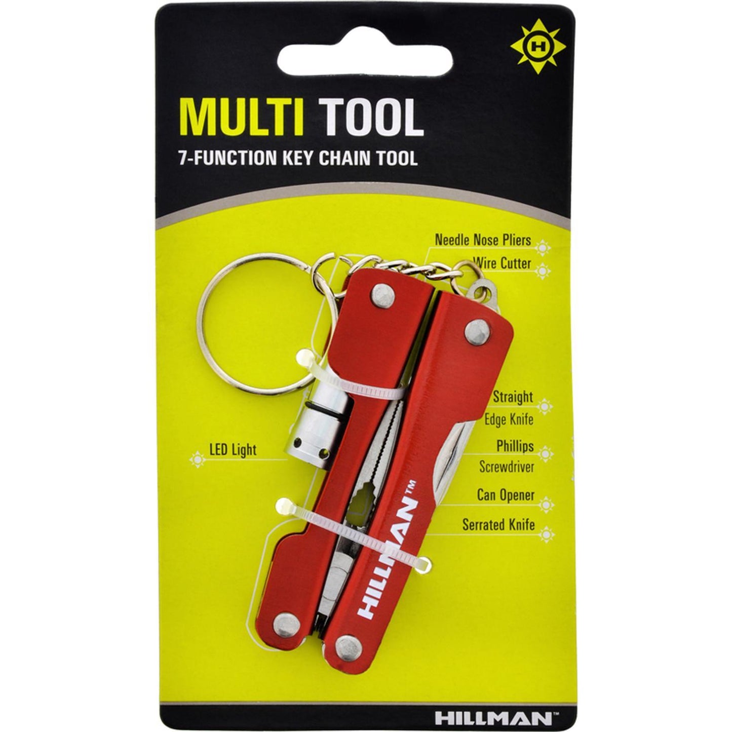 Hillman Red 7-Function Key Chain Multi-Tool with LED Light