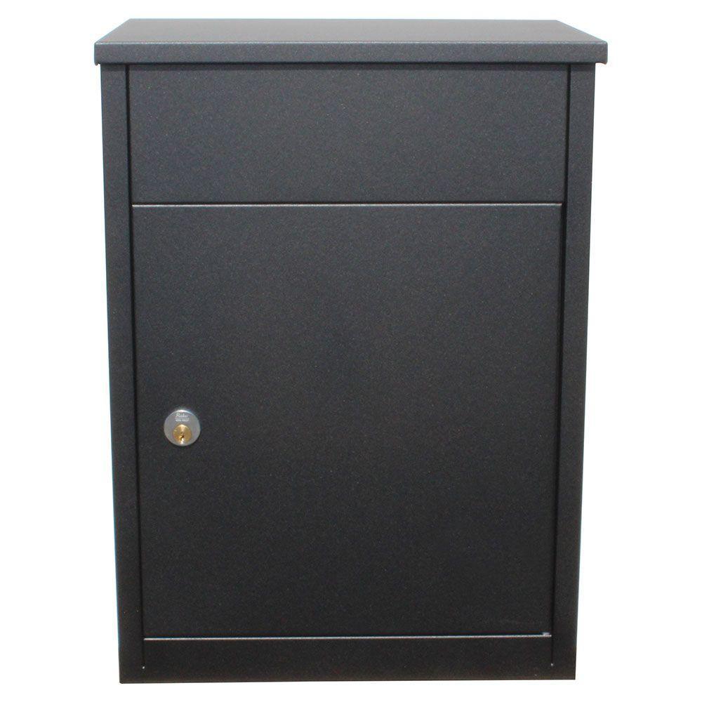 Allux 500 Black Wall Mount Locking Mail Parcel Drop Box - Super Arbor