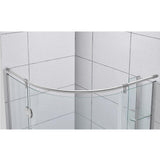 Glamour 38 in. x 73.90 in. Semi-Frameless Pivot Corner Shower Door in Satin Nickel with 38 in. x 38 in. Base in White - Super Arbor