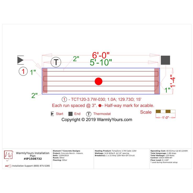 WarmlyYours 30 ft. Cable System with Touch Screen Thermostat