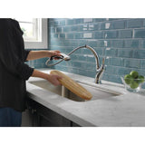 Delta Linden Chrome 1-Handle Deck-Mount Pull-Out Handle Kitchen Faucet (Deck Plate Included)