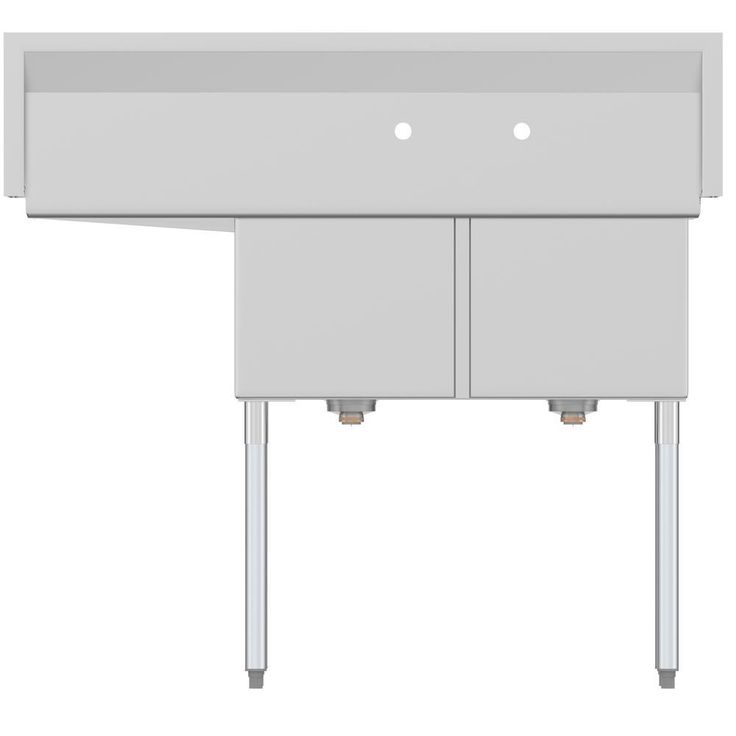 Freestanding Stainless Steel 48 in. 2-Hole Double Bowl Commercial Kitchen Sink Right Drainboard
