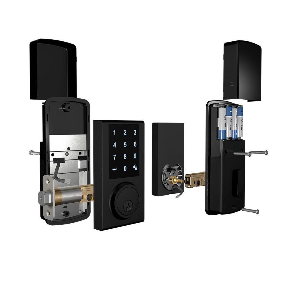 Black Touchscreen ZWave Single Cylinder Smartlock Deadbolt with Camera Gateway - Super Arbor