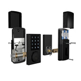 Black Touchscreen ZWave Single Cylinder Smartlock Deadbolt with Camera Gateway - Super Arbor