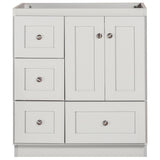 Shaker 30 in. W x 21 in. D x 34.5 in. H Vanity with Left Drawers Cabinet Only in Satin White - Super Arbor