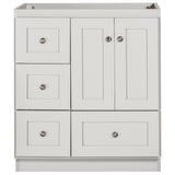 Shaker 30 in. W x 21 in. D x 34.5 in. H Vanity with Left Drawers Cabinet Only in Satin White - Super Arbor