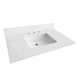 37 in. W x 22 in. D x 0.75 in. H Quartz Vanity Top in Carrara White with White Basin - Super Arbor
