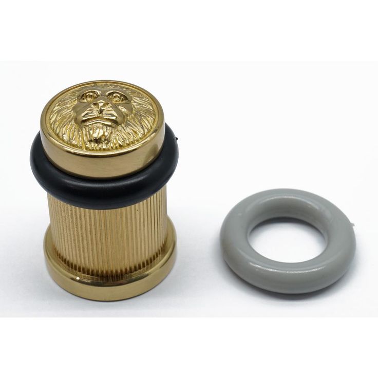 2 in. Solid Brass Lion Head Bullet Floor Door Stop in Polished Brass No Lacquer