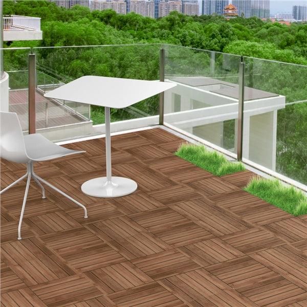 Yaheetech 12x 12''Patio Pavers Decking Flooring Deck Tiles Interlocking Wood Patio Tiles Pack of 11 Tiles For Patio Garden Deck Poolside Indoor and Outdoor，Indoor and Outdoor