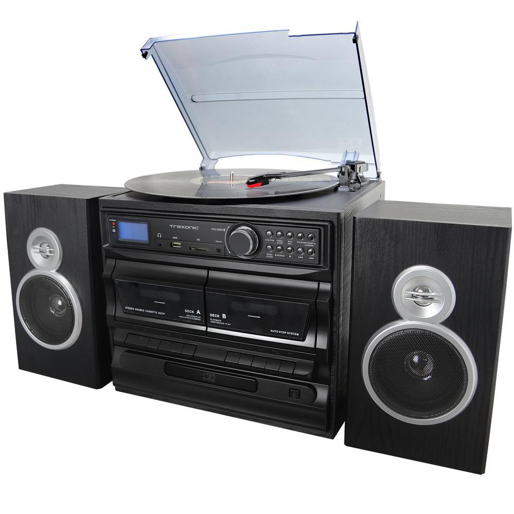 3-Speed Turntable with Wired Shelf Speakers - Super Arbor