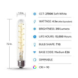Feit Electric 40-Watt Equivalent T10 Dimmable LED Clear Glass Vintage Edison Large Light Bulb w/ Spiral Filament Bright White (4-Pack)