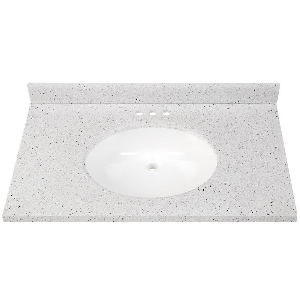 31 in. x 22 in. Stone Effects Vanity Top in Cascade with White Sink - Super Arbor