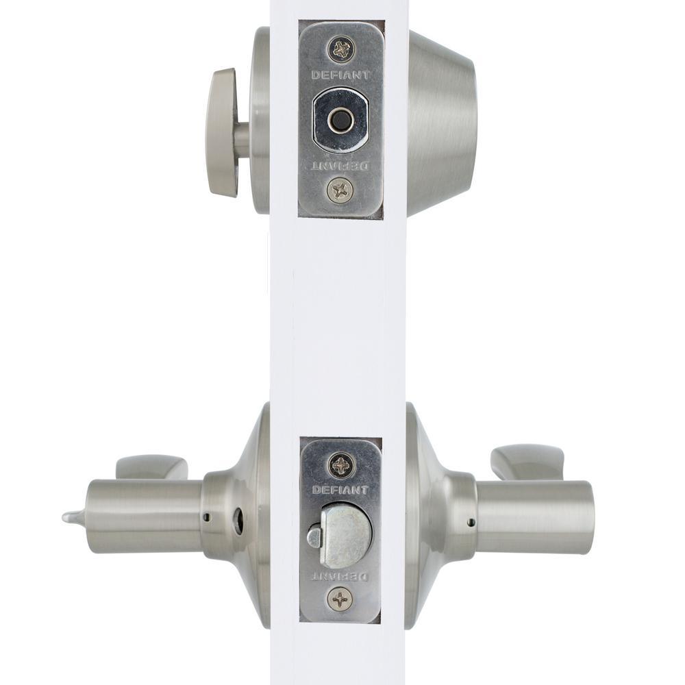 Naples Satin Nickel Entry Lever and Single Cylinder Deadbolt Combo Pack - Super Arbor