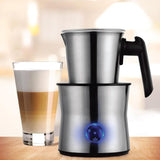 15 oz. Silver Cordless Electric Milk Frother with Warmer and Hot Chocolate Maker