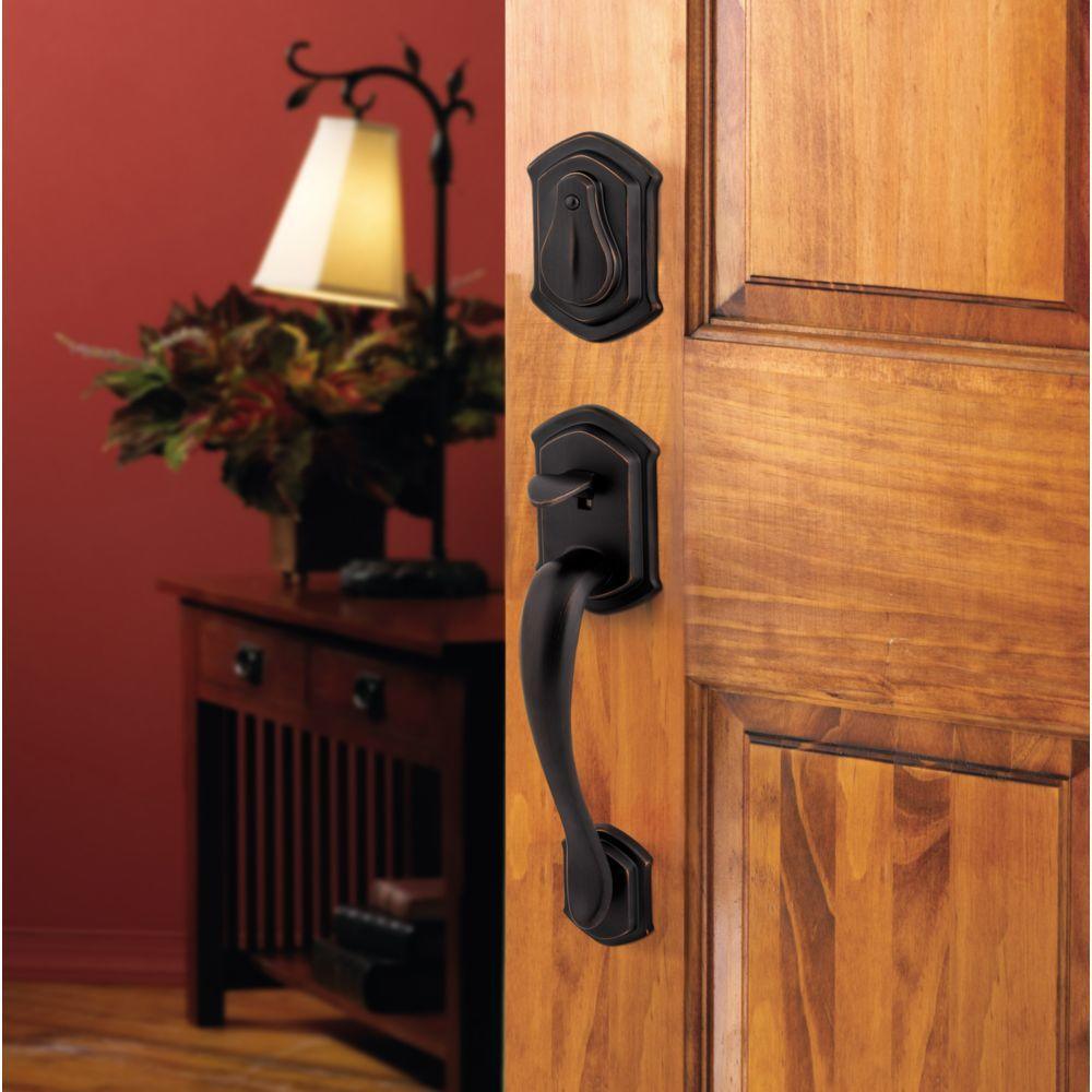 Prestige Medina Single Cylinder Venetian Bronze Door Handleset with Arch Rose Madrina Door Lever feat SmartKey Security - Super Arbor