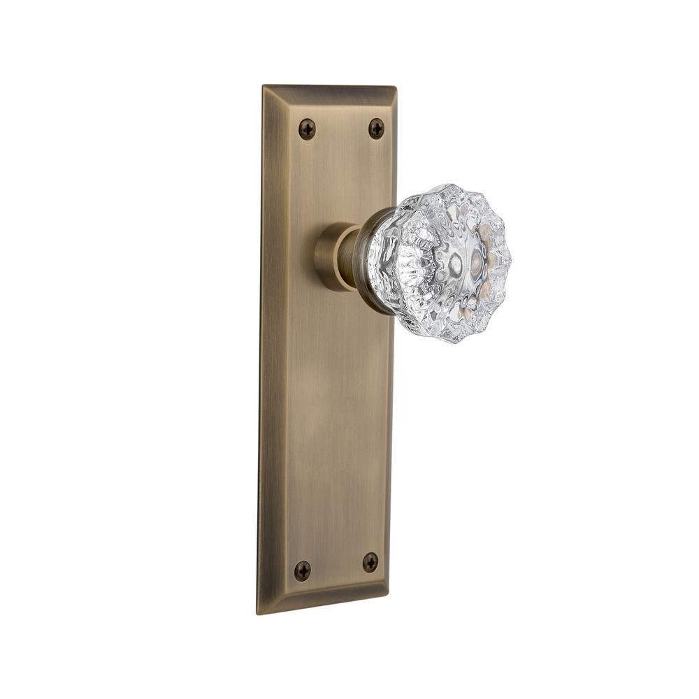 New York Plate 2-3/8 in. Backset Oil-Rubbed Bronze Privacy Bed/Bath Crystal Glass Door Knob - Super Arbor