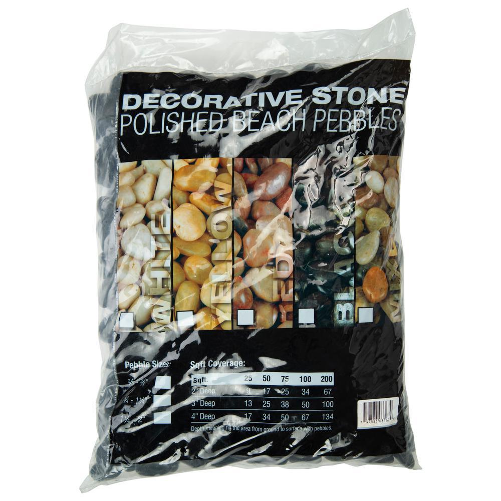 Black Polished 0.5 cu. ft . 0.75 to 1.25 in. Pebbles. 40 lb. Bag (28 Bags / Pallet) - Super Arbor