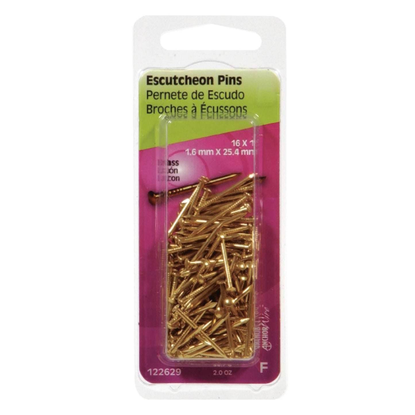 Hillman 16 Ga x 1 in Brass Escutcheon Pins, 1 Pack, 2 oz
