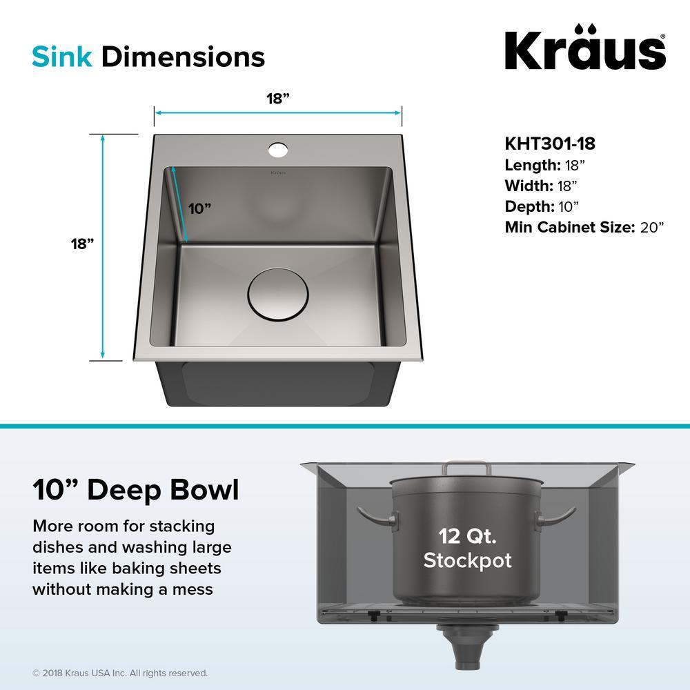 Standart PRO Drop-In Stainless Steel 18 in. 1-Hole Single Bowl Kitchen Sink - Super Arbor