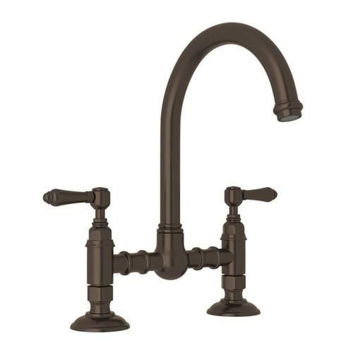 Rohl Italian Kitchen San Julio Tuscan Brass 2-Handle Deck-Mount Bridge Handle Kitchen Faucet