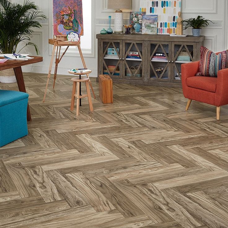 (Sample) Walnut Herringbone Sheet Vinyl (cut-to-length)