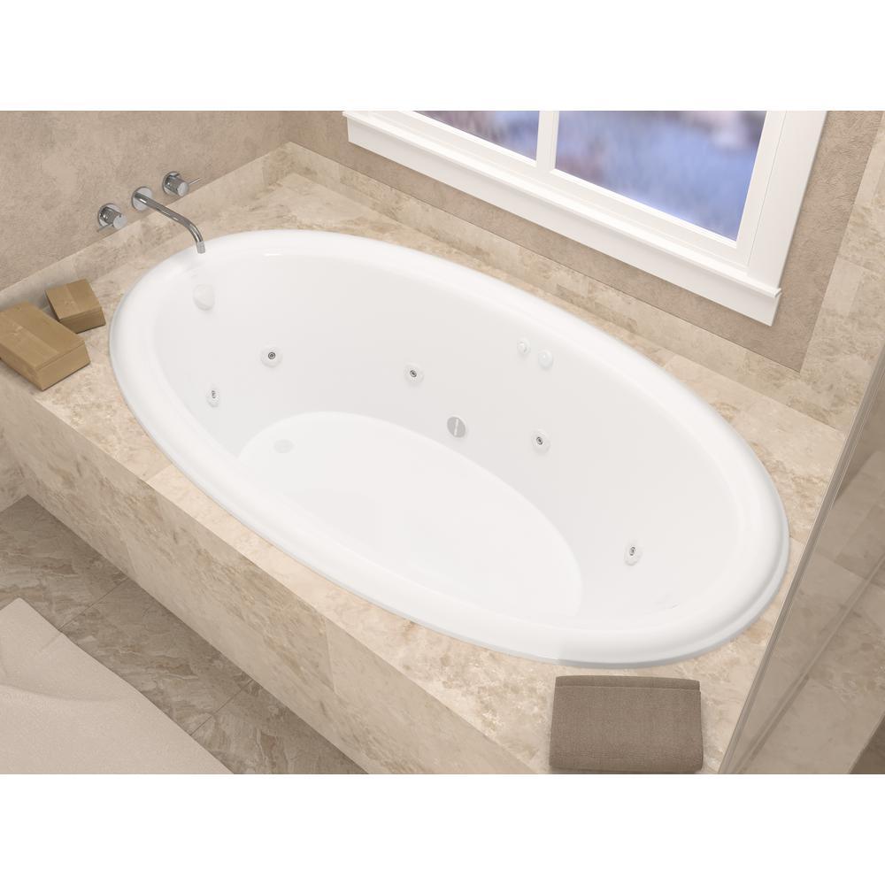 Topaz 60 in. Oval Drop-in Whirlpool Bath Tub in White - Super Arbor