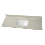 61 in. W Engineered Marble Single Sink Vanity Top in Winter White with White Trough Sink - Super Arbor